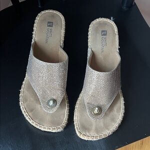 White Mountain Metallic Gold Slip-On Thong Sandals - Womens Size 6 1/2